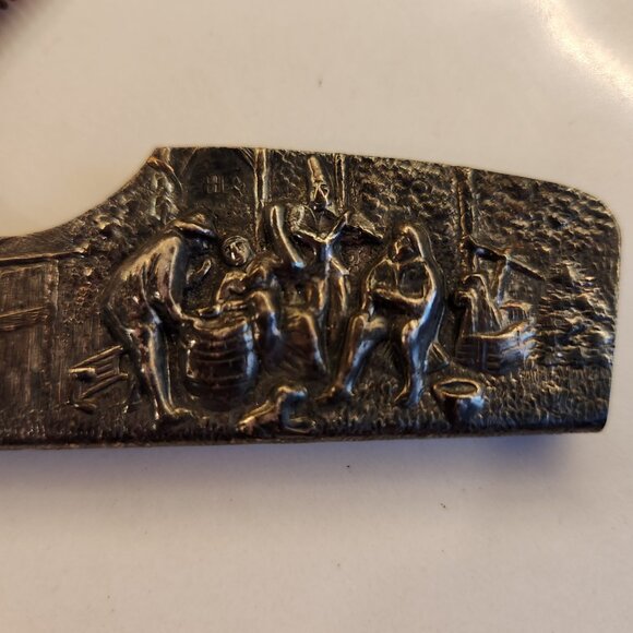 Hans Jensen Denmark Repousse Tortoise Shell Comb & Silver Plate Holder Danish - Picture 8 of 13